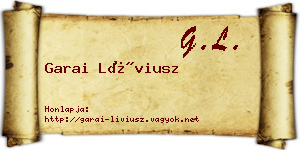 Garai Líviusz névjegykártya