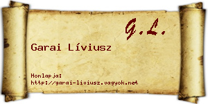 Garai Líviusz névjegykártya